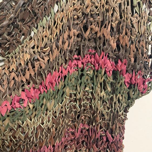 No Brand Boho Woven Braided Leather-Like Striped Top Size M/L - Picture 5 of 5